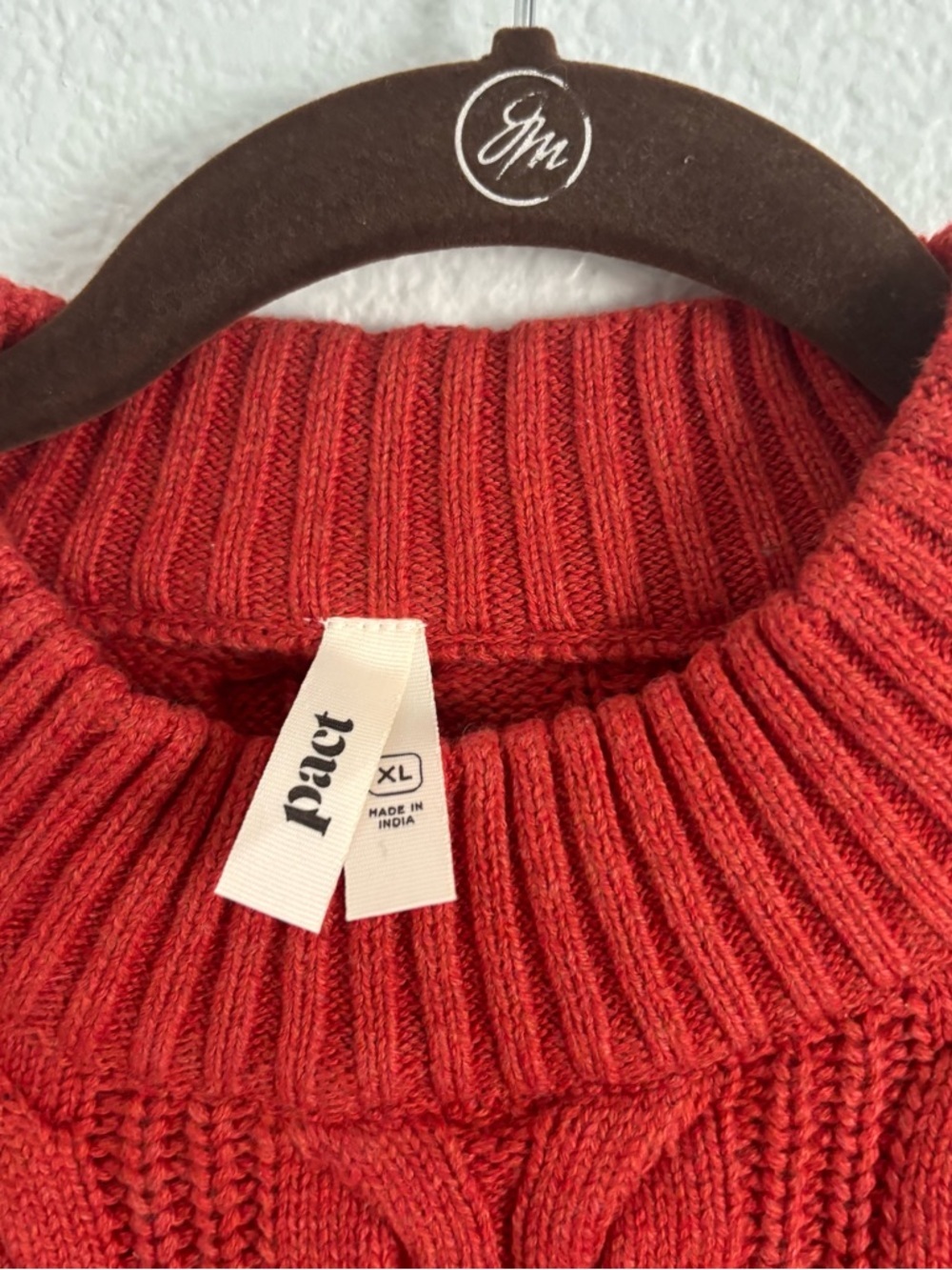 NWOT Pact Women's Size XL Red Organic Cotton Cable Knit Crew Sweater - Picture 3 of 5